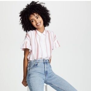 Madewell Central Ruffle-Sleeve Shirt in Carey Stripe